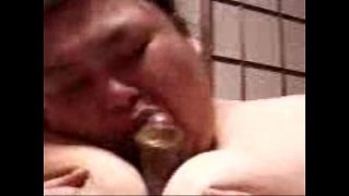 Fat Japanese “shino” exposes to play tit fucking.